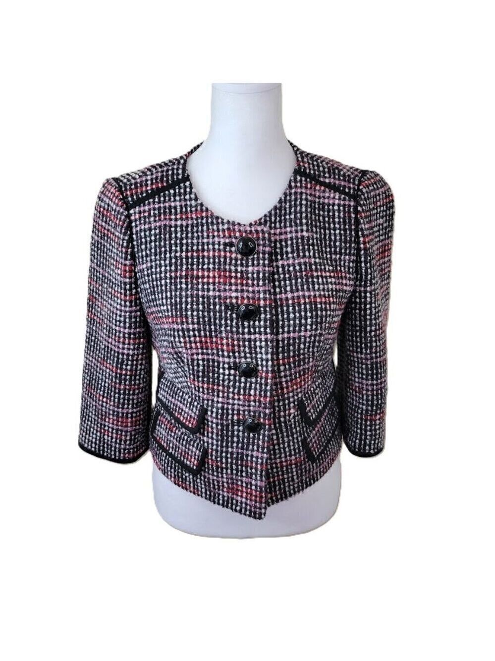 Ann Taylor Loft Tweed Style Bouclé Jacket Multicolored Coat Women's Size 2